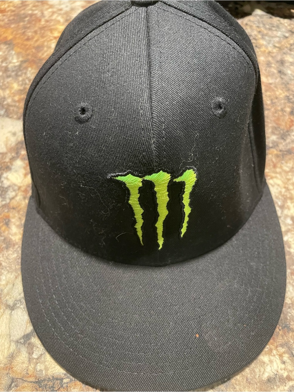 Monster Energy Black Flat Brim Hat with Green Logo